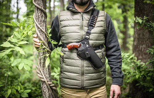 Vista 2 de Diamond D Outdoors - Funda de pecho Denali para revólver con cañón de hasta 6 ½