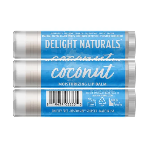 Vista 2 de Delight Naturals Set de bálsamo labial de frutas tropicales - Coco, Lima, Piña