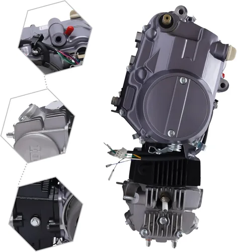 Vista 4 de Kits de Reemplazo de Motor de 4 Tiempos 140CC, Motor Monocilíndrico CDI con Palanca de Arranque a Patada y Palanca de Cambio, Conjunto de Colector