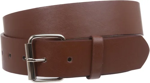 Vista 22 de Beltiscool 1 1/2" (38 mm) Snap On Plain Leather Jean Belt con hebilla de rodillo Amarillo
