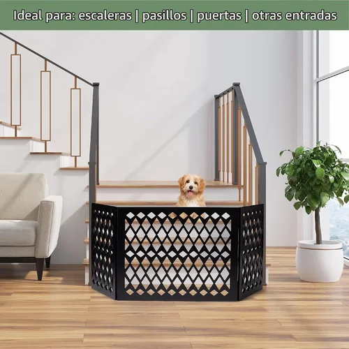 Vista 3 de Puerta independiente para mascotas Puerta para mascotas para perros pequeños Puerta de perro independiente para escaleras Puertas