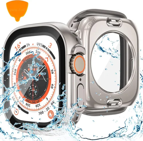 Vista 27 de Goton Funda impermeable 2 en 1 para Apple Watch, protector de pantalla para series 6/5/4, SE 3/2/1 de 40mm, cubierta frontal de vidrio protectora