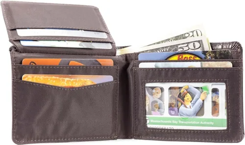 Vista 3 de Big Skinny Billetera delgada de cuero para hombre, con capacidad para hasta 30 tarjetas