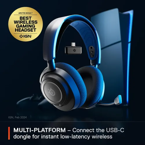 Vista 2 de SteelSeries Arctis Nova 7P Auriculares inalámbricos multiplataforma para juegos, controladores magnéticos de neodimio, 2.4 GHz + Bluetooth, batería