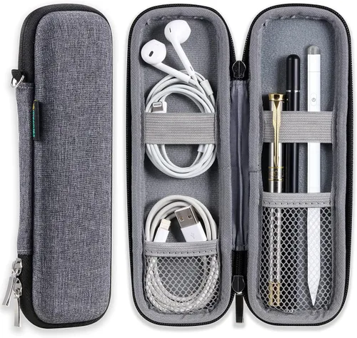 Vista 10 de Estuche pequeño para lápices, estuche rígido para plumas estilográficas ejecutivas, bolígrafos - Negro