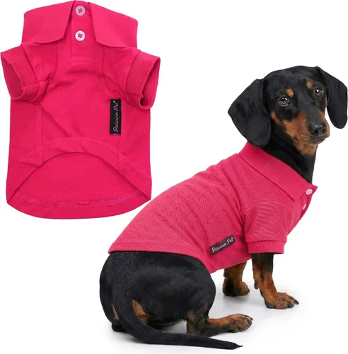 Vista 44 de Camisas Polo Parisian Pet - Camisa de Algodón Transpirable para Perros - Azul Sólido, Ropa de Verano con Capucha - Cuello con Botón para Perros
