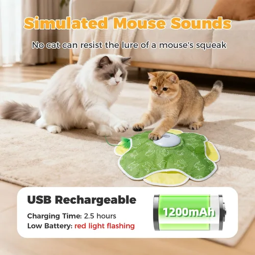 Vista 3 de Juguetes para gatos adultos aburridos de interior, juguete interactivo recargable para gatos, juguete 2 en 1 para ocultar y buscar con movimiento