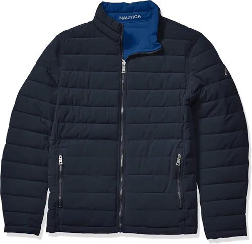 Vista 3 de Nautica Mens Stretch Reversible Midweight Puffer Jacket Wind and Water Resistant