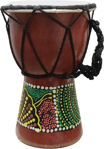 Vista 2 de Djembe decorativo de novedad de 6" de alto x 4" de ancho en la parte superior (Abstracto, 15.2 cm)