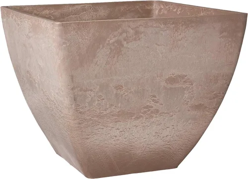 Vista 13 de PSW Pot Collection Maceta cuadrada compuesta de plástico, piedra y madera, de 16 x 13 pulgadas, sin orificio de drenaje (perforable), moderna maceta