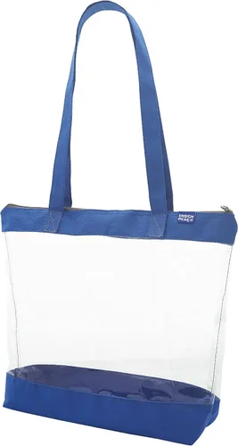 Vista 2 de Bolsa transparente para colgar en el hombro con cierre zipper. Azul