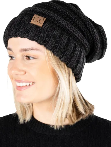 Vista 158 de Funky Junque Gorro de moda de punto trenzado de talla extragrande, grueso, abrigado, suave y holgado