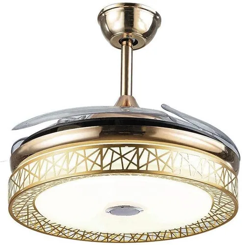 Vista 5 de Lámpara de techo con ventilador de techo Bluetooth de 42 pulgadas, con control remoto, hoja retráctil, regulable, LED, lámpara de araña