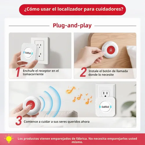 Vista 7 de CallToU Buscapersonas para cuidadores con botón de llamada inalámbrico, sistema de alerta de enfermera, más de 500 pies