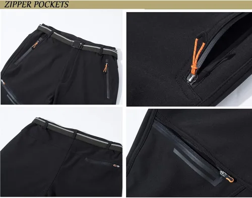 Vista 6 de TACVASEN pantalones de senderismo para hombre con forro polar reforzados en las rodillas ligeros para esquí y snowboard sin cinturón