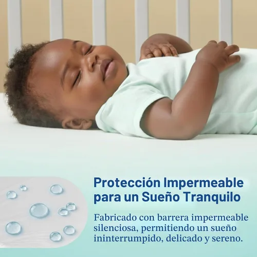 Vista 2 de Sealy Baby SafetyCase Protector de colchón impermeable transpirable para cuna, funda de cama infantil, funda de cama con cremallera, sin ruido
