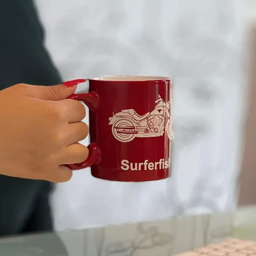 Vista 3 de LaserGram Taza de café de cerámica redonda de 11 oz, símbolo de fuerza chino, grabado personalizado incluido (negro)