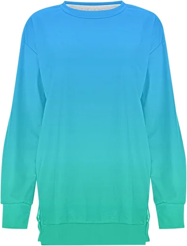 Vista 2 de Sudaderas de otoño para mujer, sudaderas casuales de manga larga con cuello redondo y teñido anudado