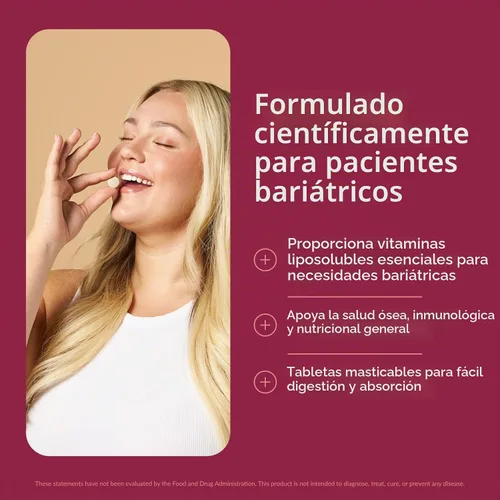 Vista 2 de Bariatric Advantage ADEK masticable con hierro, frutas tropicales, 60