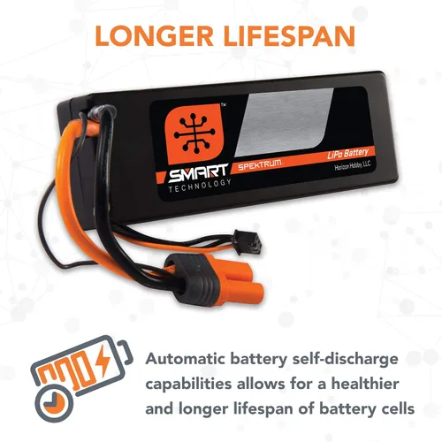 Vista 5 de Spektrum Batería inteligente RC LiPo: 5000mAh 2S 7.4V 30C con conector IC3 (compatible con EC3), estuche rígido, SPMX50002S30H3, negro