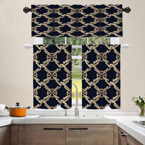 Vista 419 de Shrahala Orange Autumn Autumn Blackout Curtain Tiers, Fall Kitchen Valance Light Blocking Tier Drapes with Rod Pocket, 2 Pack 26 X 24 in