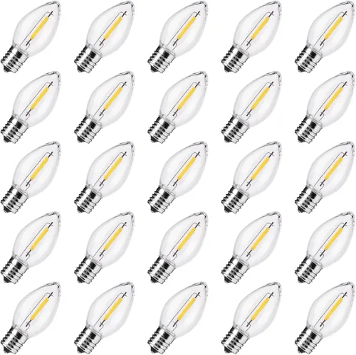 Vista 8 de Minetom Bombilla de Navidad de repuesto LED multicolor, bombillas de vacaciones regulables, base de candelabro para luces de Navidad C7/E12