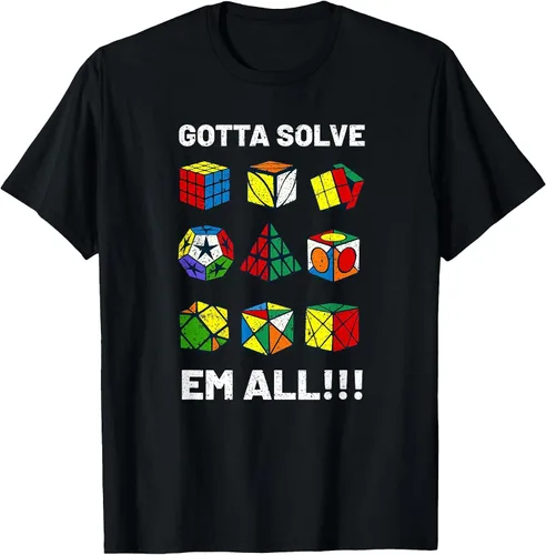 Vista 5 de Competitive Puzzle Cube Gotta Solve Em All Speed Cubing T-Shirt Asphalt Grey