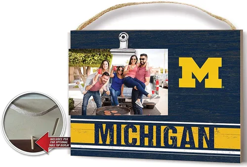 Vista 3 de KH Sports Fan Marco de fotos con clip de Michigan Wolverines, para fotos de 4 x 6 pulgadas, regalos de Wolverines y decoración del hogar; muestra tu