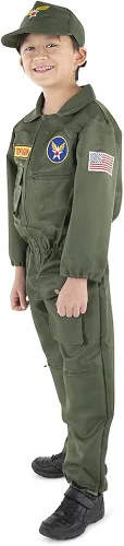 Vista 3 de Dress Up America Top Gun - Disfraz de piloto de combate de la Fuerza Aérea - Disfraz de piloto de combate de la Segunda Guerra Mundial para niños