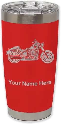 Vista 27 de LaserGram Vaso personalizado de 20 onzas, motocicleta (negro) Regalo grabado para motociclistas, acero inoxidable aislado al vacío, grabado