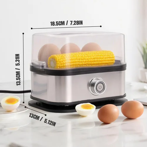 Vista 6 de Runsgo Olla de huevos con cierre automático, olla eléctrica para huevos 2025 con capacidad para 6 huevos, cocida dura, media, olla de huevos