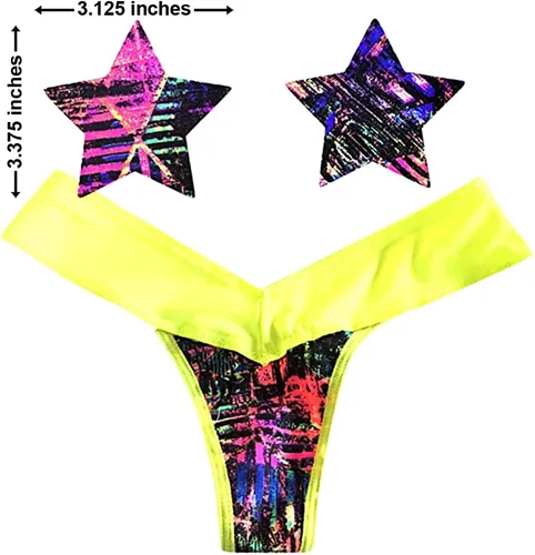 Vista 4 de Neva Nude Neon AF - Juego de cuchillos traviesos con tanga y pasteles Nipztix a juego (varios colores y tamaños)