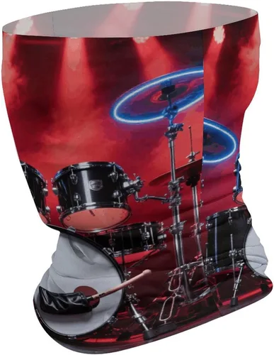 Vista 2 de Cool Drum Set Neck Gaiter Breathable & Moisture-Wicking Face Mask Bandana Balaclava Sun Protection Face Cover Scarf Lightweight Seamless Design for
