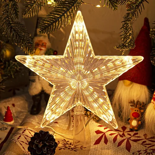 Vista 3 de DDcafor Decoración para árbol de Navidad con luz blanca cálida, ideal para decoración de árbol de Navidad, 8.7 pulgadas, funciona