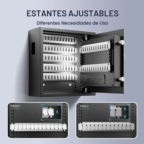 Vista 6 de KornerBatl Caja de bloqueo resistente de 65 llaves de montaje en pared para llaves con código Gabinete electrónico para llaves con etiquetas