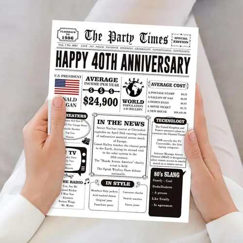 Vista 5 de Missonemi Tarjeta de regalo de 40 aniversario para mujeres y hombres, tarjeta jumbo de 40 aniversario de boda, ideas de regalo para abuelo, abuela