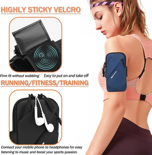 Vista 4 de Muñequera para teléfono celular, ajuste universal, resistente al agua, transpirable, soporte para teléfono para correr, ciclismo, escalada