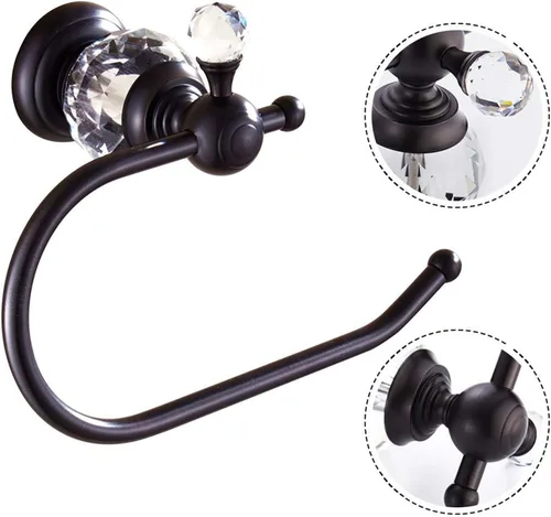 Vista 3 de Crystal Series Brass Toilet Paper Roll Holder.Black