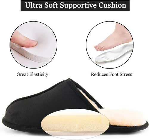 Vista 4 de Pantuflas de espuma viscoelástica para hombre, con puntera cerrada, para interiores, cómodas, acogedoras, suaves, antideslizantes, para dormitorio