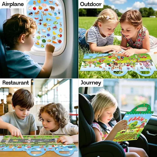 Vista 5 de iGetooy Libro de pegatinas reutilizables para niños pequeños de 3+ años, pegatinas para niños, libros de pegatinas reutilizables para niños