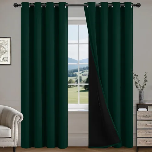 Vista 35 de COSVIYA Cortinas opacas 100% beige Biscotti para dormitorio, juego de 2 paneles de 63 pulgadas de largo, bloqueo de luz completa, aislamiento