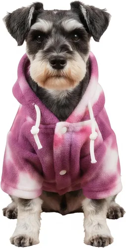 Vista 18 de Mklhgty Sudadera con capucha para perro de tie dye, abrigo de invierno para perros pequeños - capucha cálida y ajustable ultrasuave, tela