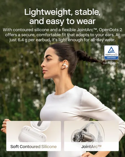 Vista 5 de SHOKZ OpenDots 2 - Auriculares con clip de oreja abierta, color blanco Blanco perla