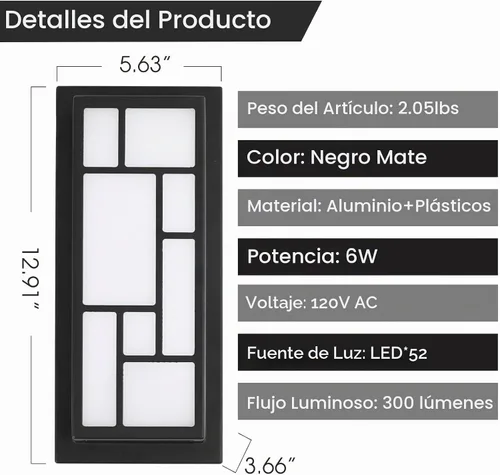 Vista 3 de Energetic 5CCT - Lámpara de pared de perfil bajo para exteriores de 13