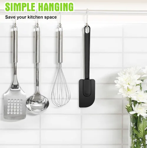 Vista 3 de Meekoo 5 espátulas de goma de 10 pulgadas, espátula de silicona resistente Negro