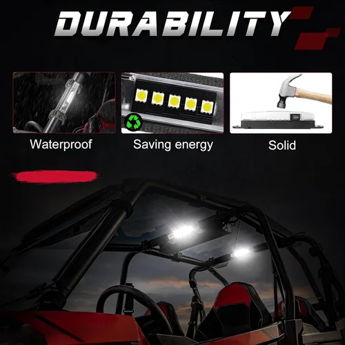 Vista 4 de OFFROADTOWN UTV - Luz interior universal para montaje en barra enrollable, luz LED, luz cúpula, luz enrollable para uso general, luz envolvente