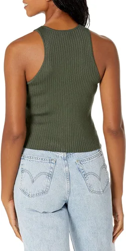 Vista 2 de Calvin Klein Women's Ribbed Scoop Neck Button Tank Top