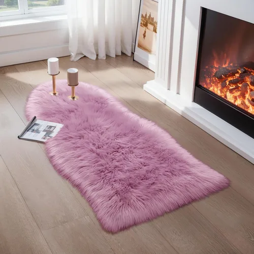 Vista 31 de Ciicool Alfombras de Piel de Oveja Sintética Suaves Alfombra de Piel Sintética Suave Beige Alfombra Esponjosa Funda para Silla y Sofá Alfombra