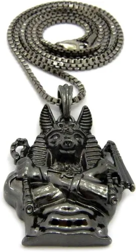 Vista 2 de COLLAR DE CADENA DE CAJA CUBANA DE ANUBIS HEMATITA PARA HOMBRES