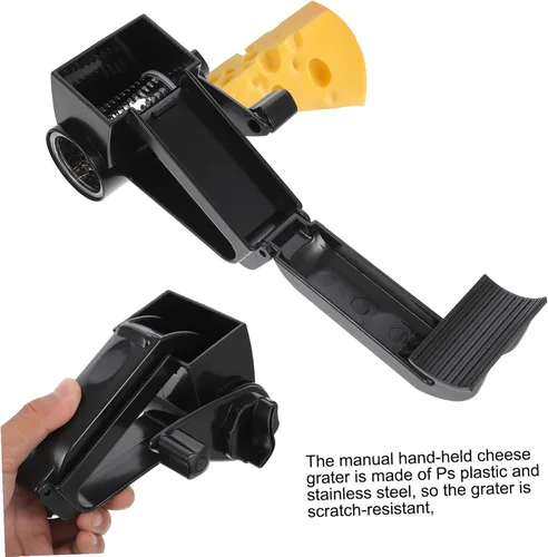 Vista 5 de Uonlytech Rallador giratorio de queso, manual de mano, triturador de acero inoxidable para queso duro, nueces de chocolate, mango de fácil agarre
